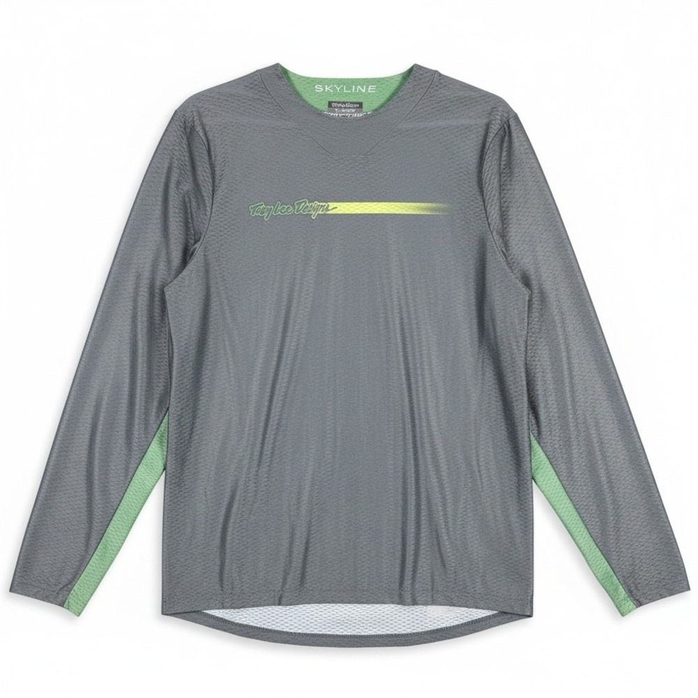 Troy Lee Designs Skyline‎ Jersey Mens XL Grey Green Long Sleeve MTB Trail Shirt